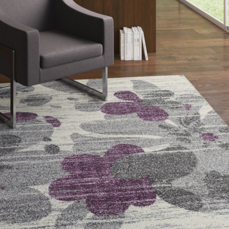 Latitude Run® Garay Floral Gray Area Rug & Reviews Wayfair